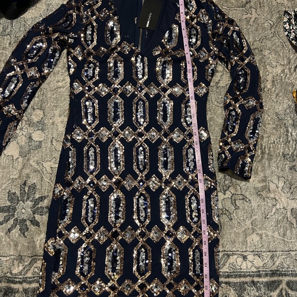Fashion Nova Navy and Gold Long Sleeve Dress - Picture 7 of 7